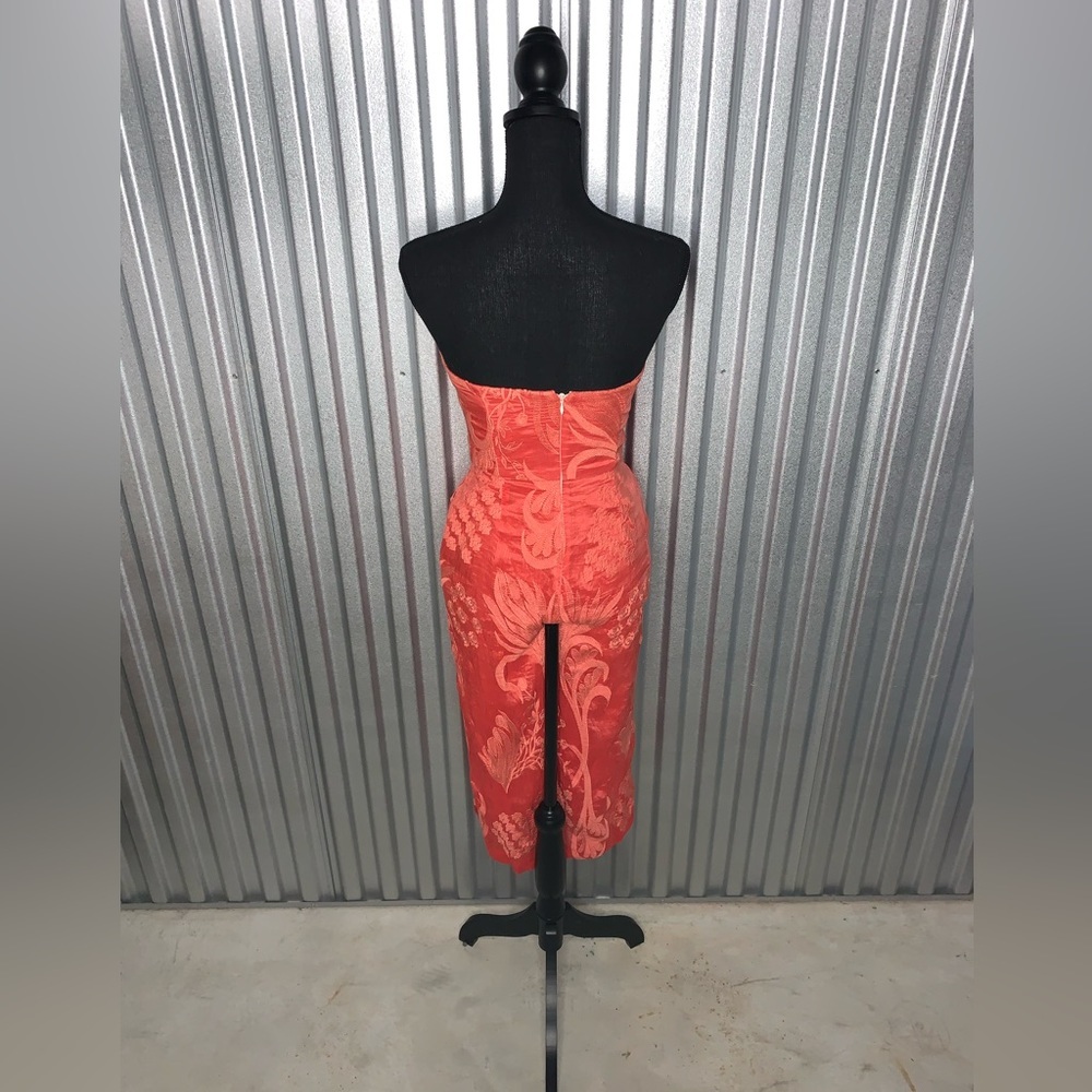 Women’s aijek salmon pinkish threaded silk linen blend tube top romper size 2 - Picture 2 of 4